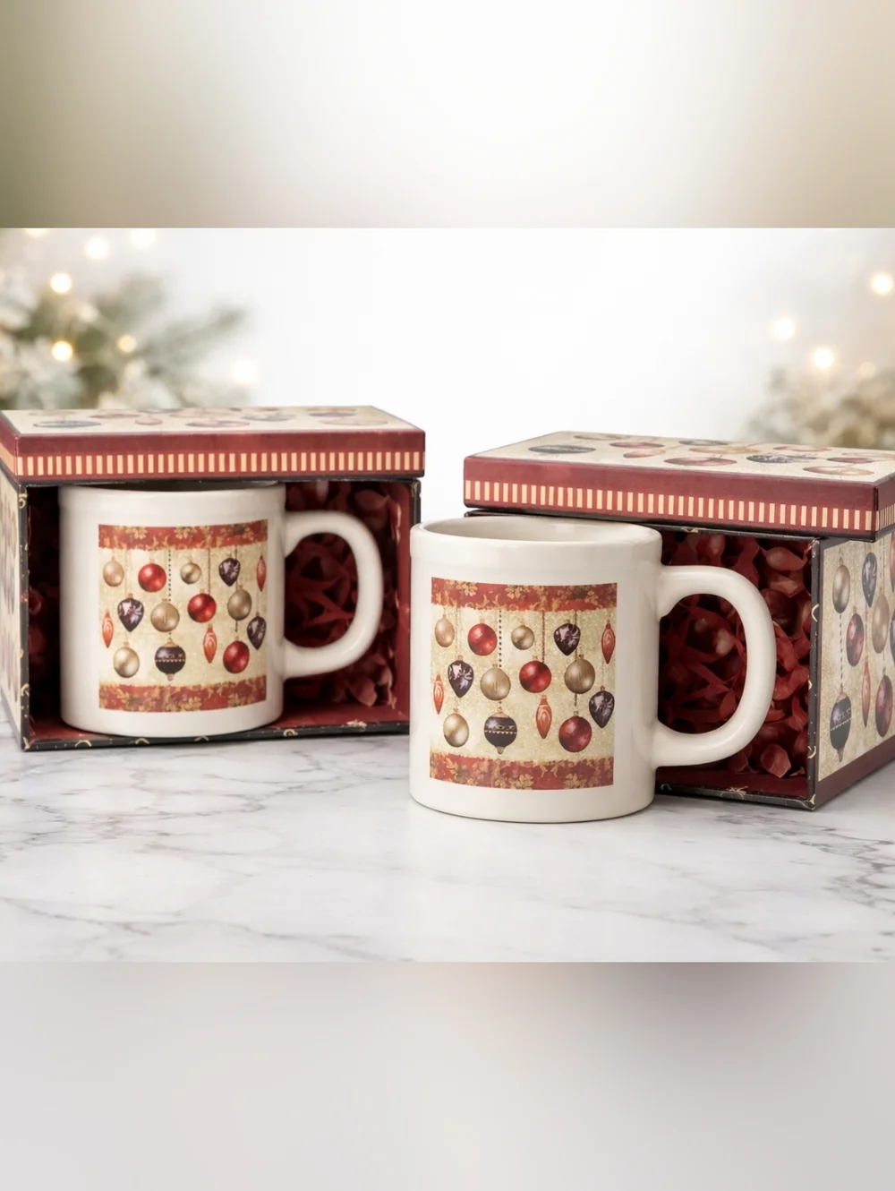 Set of 2 Holiday Ornament Mug Gift Sets – In Gift Boxes NWT